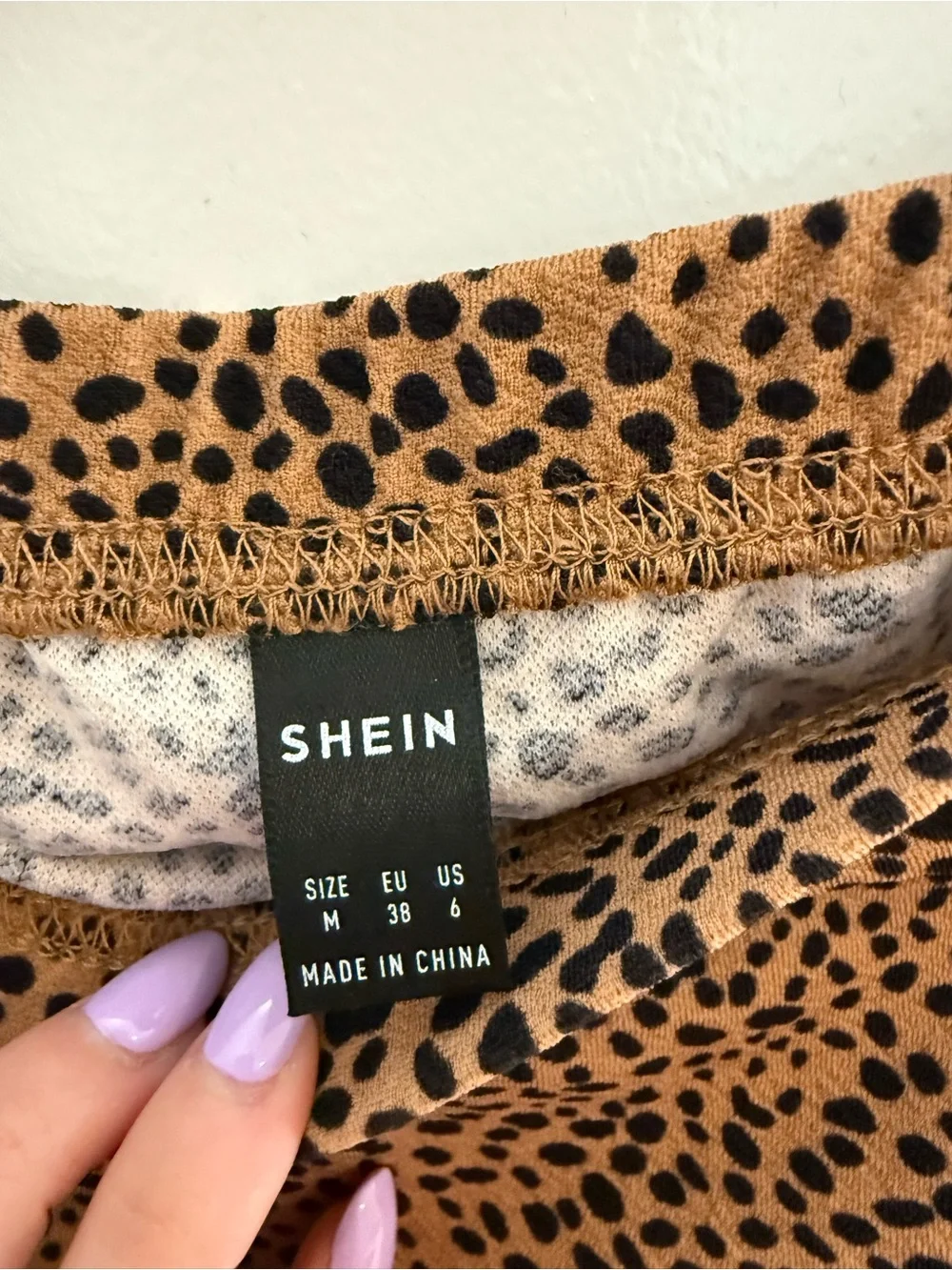 SHEIN Tan and Black Leopard Print Mini Skirt
